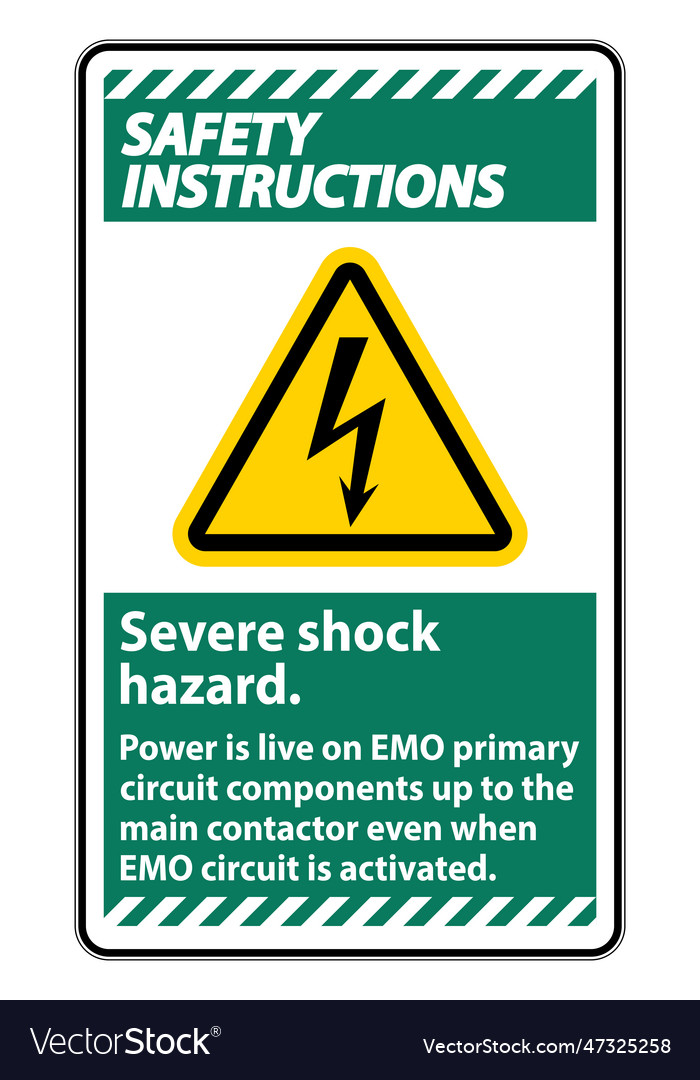 Safety instructions severe shock hazard sign Vector Image