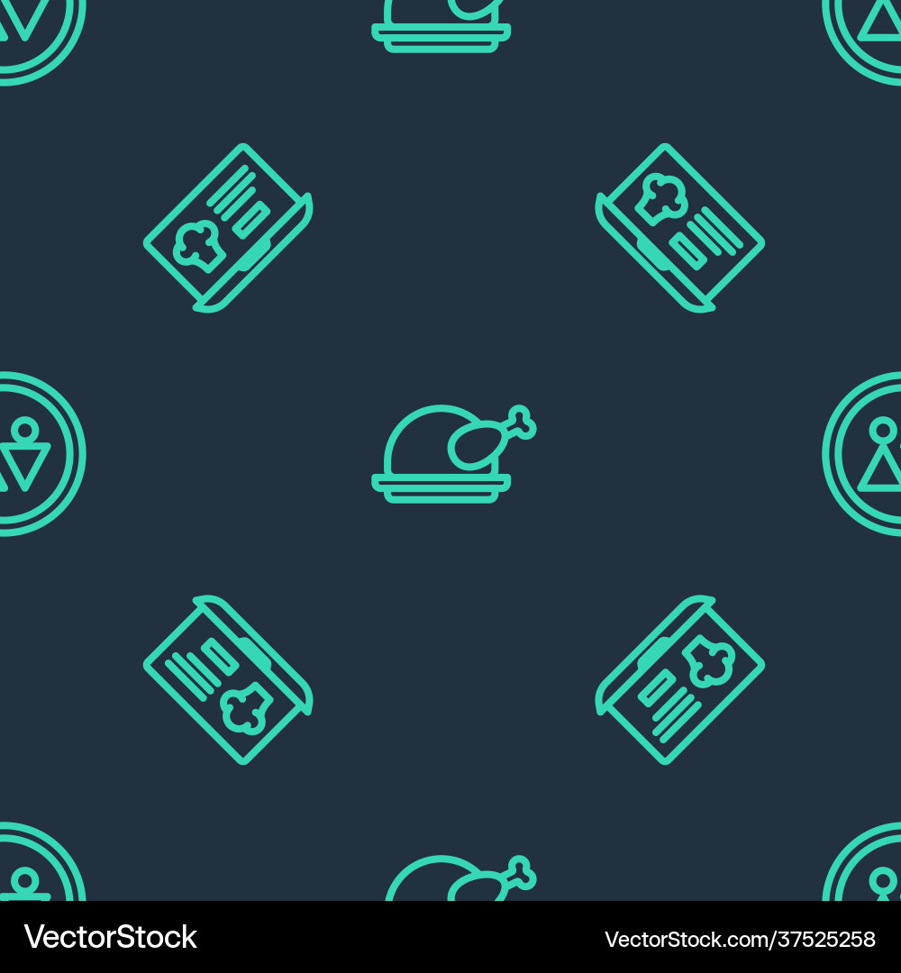 Set line roasted turkey or chicken online Vector Image