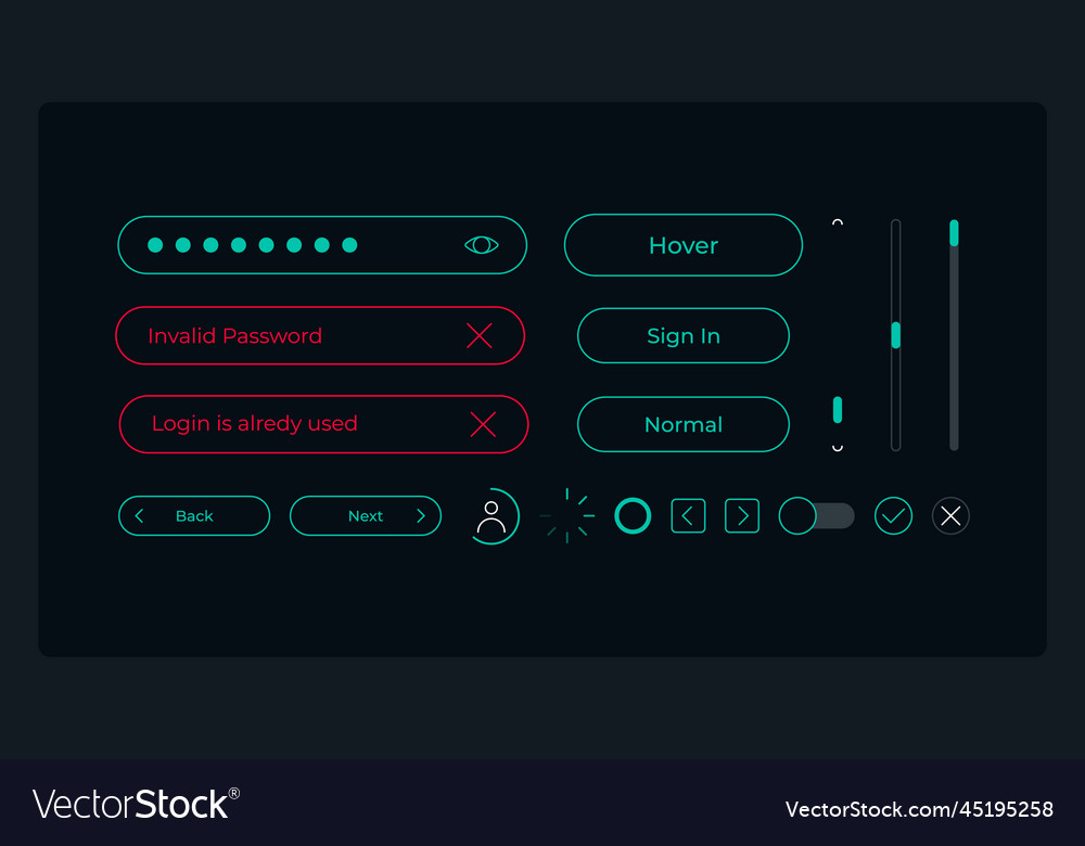 Sign in process ui elements kit vector image Sign in process ui elements kit