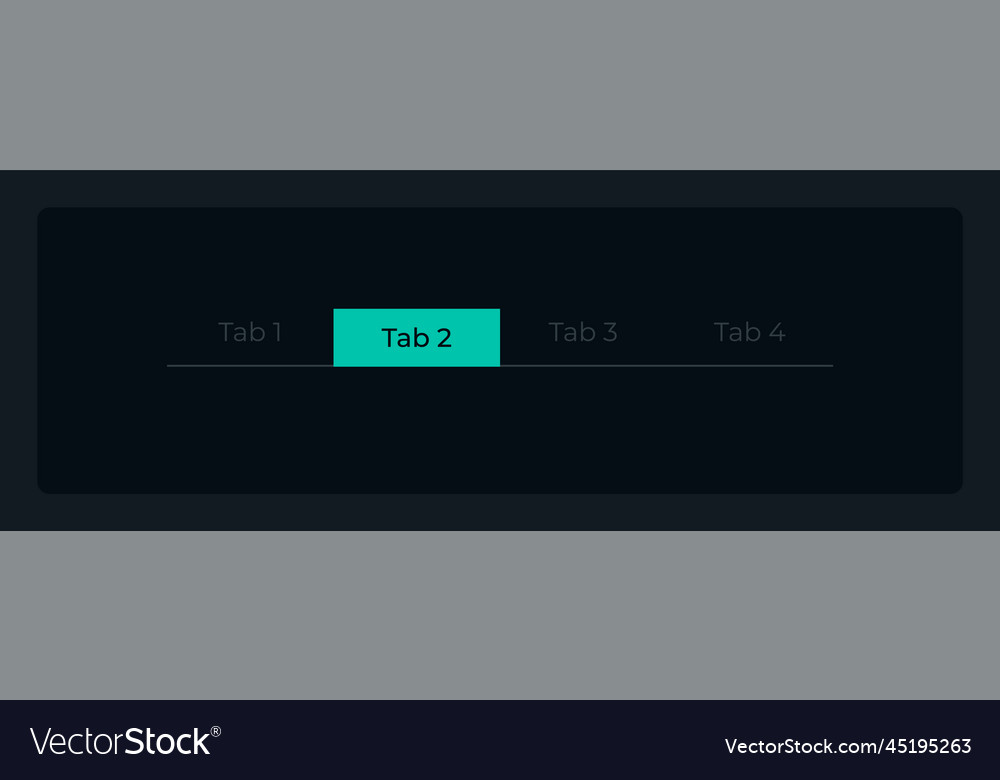 Active second tab in menu row ui element template Vector Image