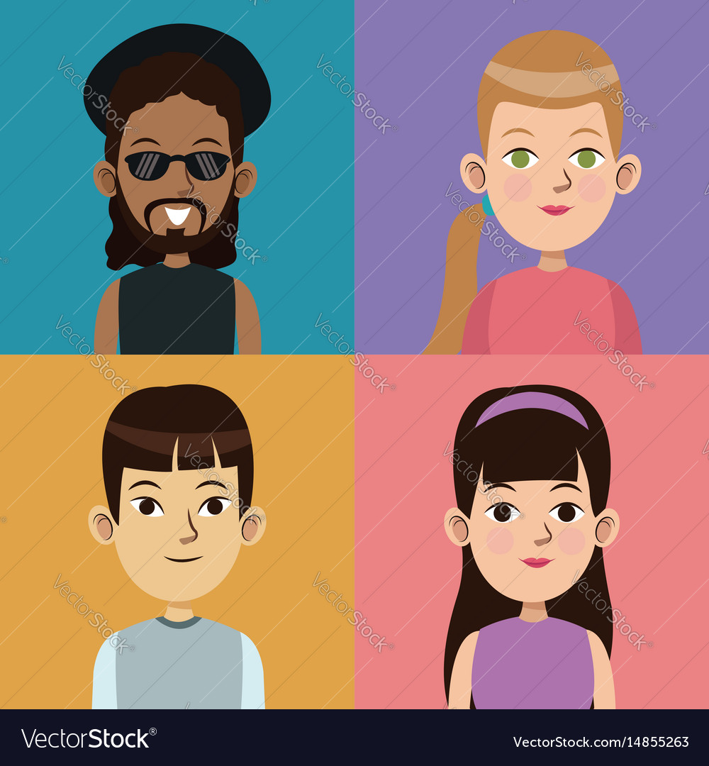 Cartoon community people picture social Royalty Free Vector