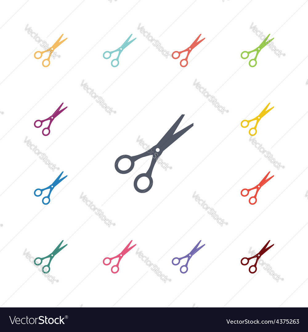 Colorful Scissors Flat Icons Set