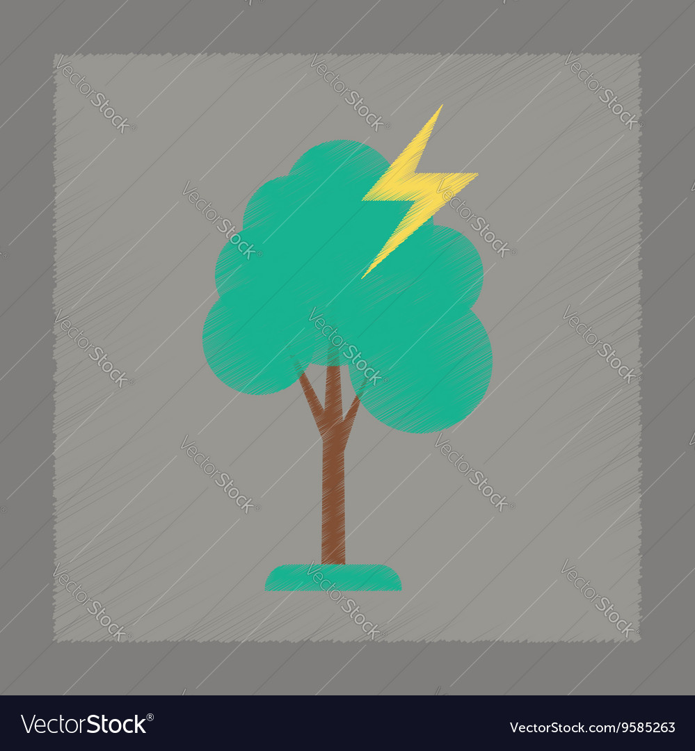 Flat shading style icon lightning tree