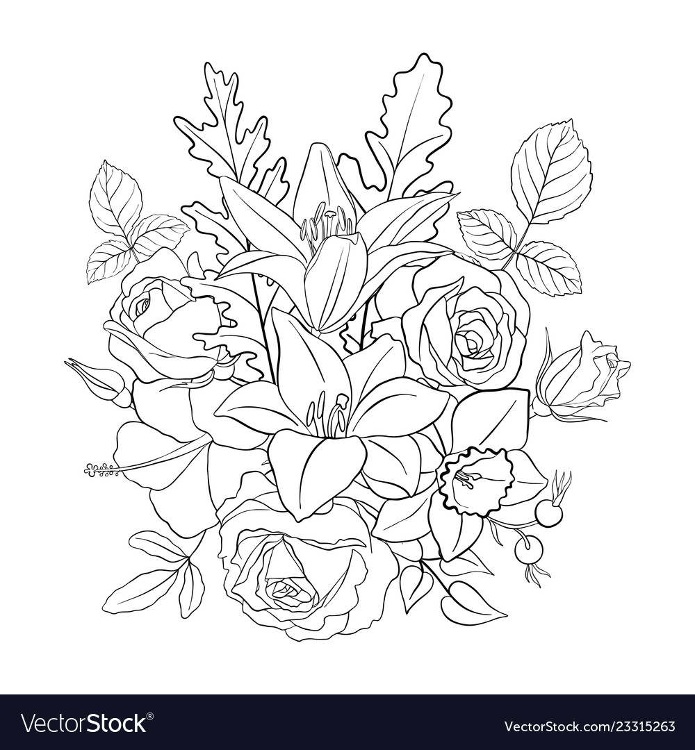 Floral composition Royalty Free Vector Image - VectorStock