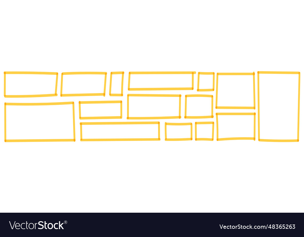 Frame and box elements with marker details vector image Frame and box elements with marker details