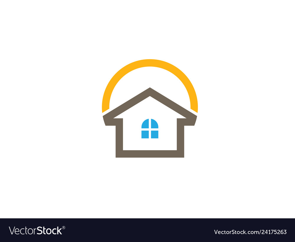 Home care logo with houses and big sun