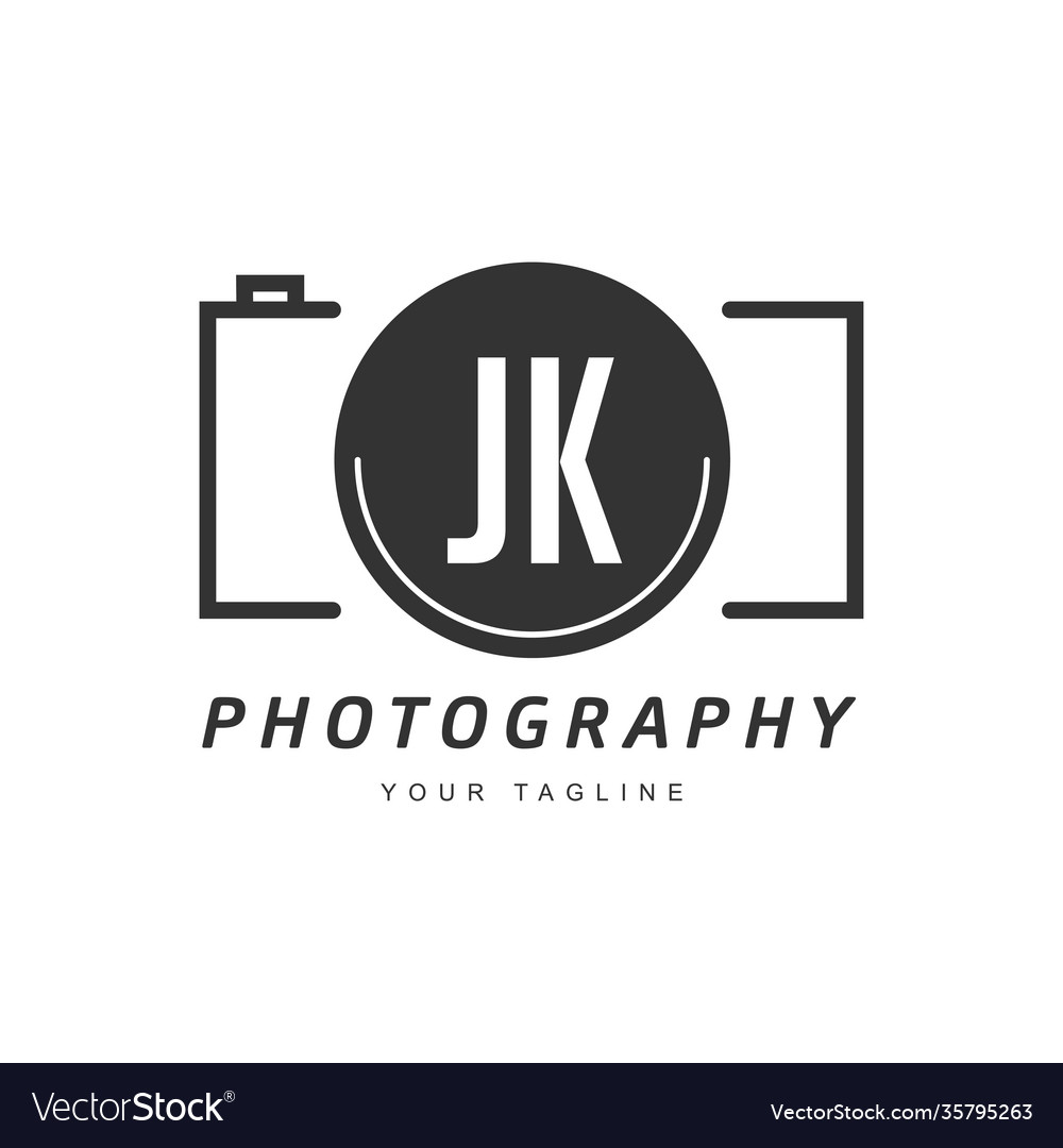 Jk letter logo design with camera icon vector image Jk letter logo design with camera icon