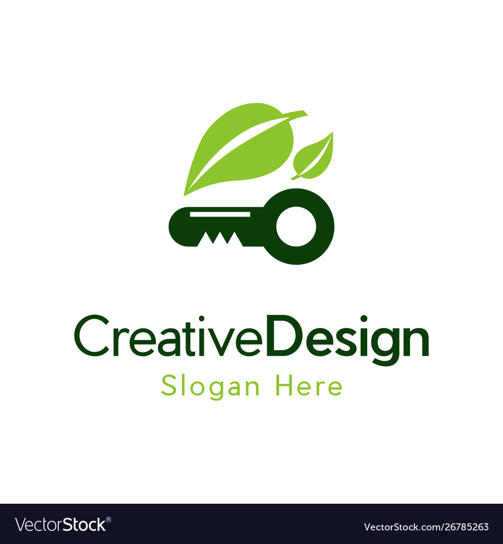 Key Leaf Growth Creative Naturally Logo Royalty Free Vector