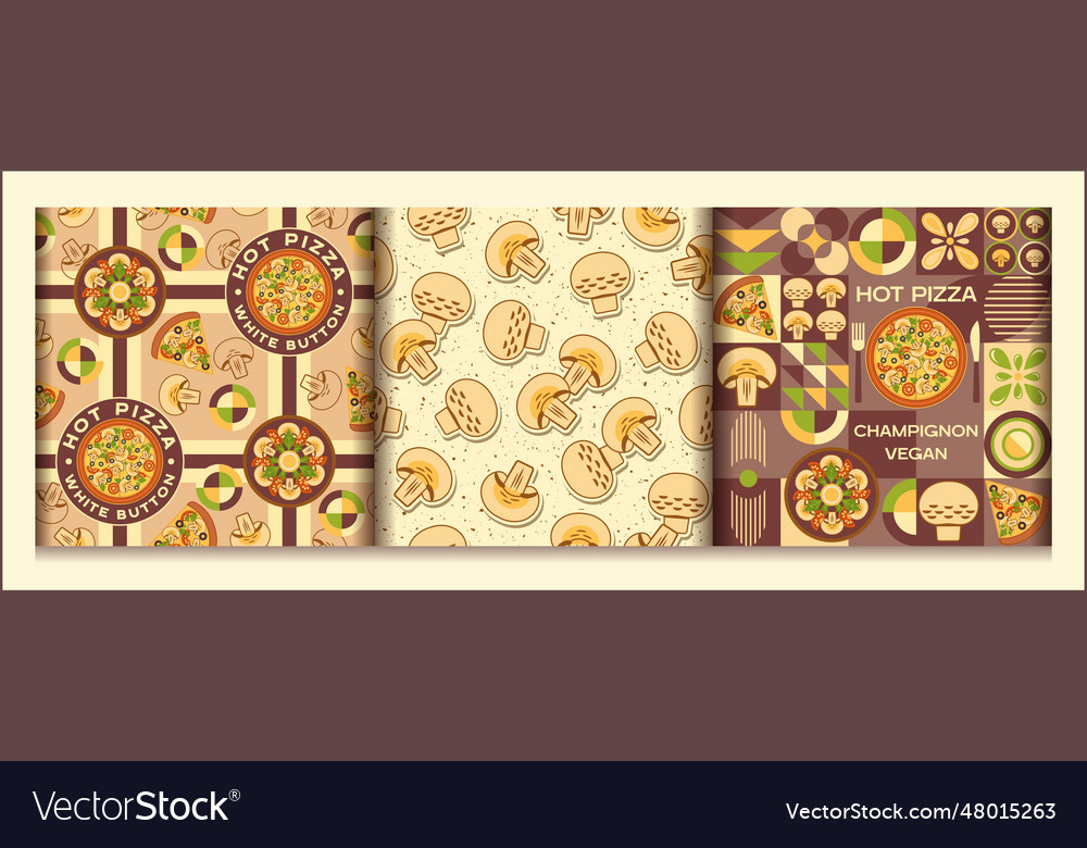 Set of seamless patterns with mushrooms