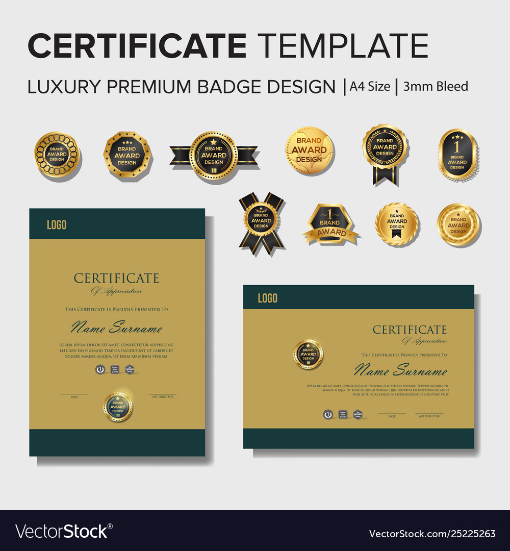 Simple certificate design with badge Royalty Free Vector