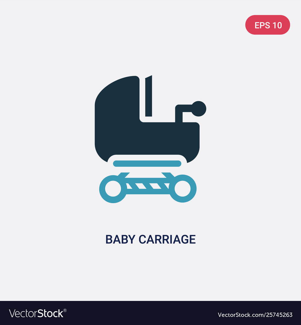 Two color baby carriage icon from kid