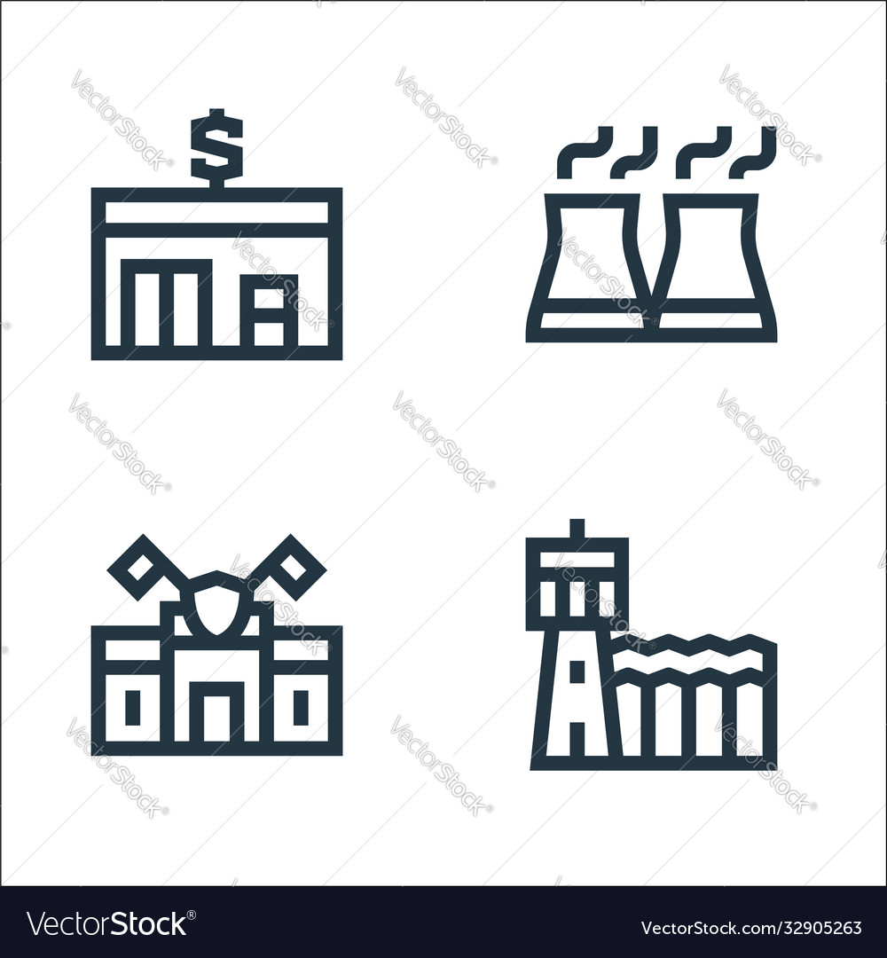 Urban building line icons linear set quality vector image Urban building line icons linear set quality