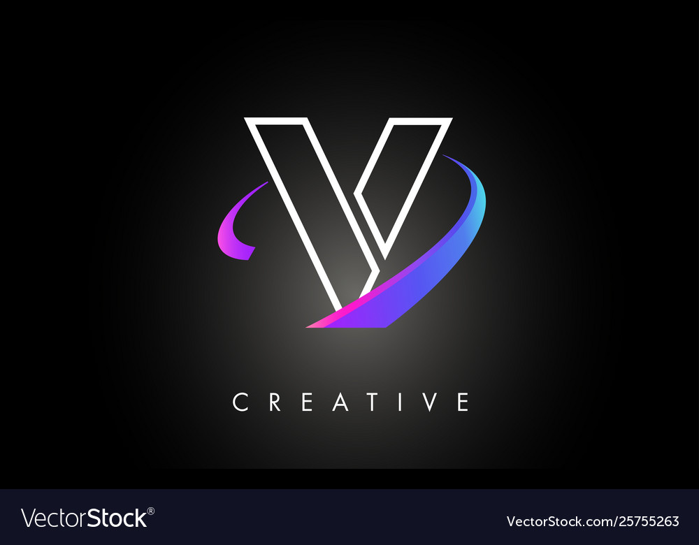 V trendy modern letter logo design monogram and Vector Image