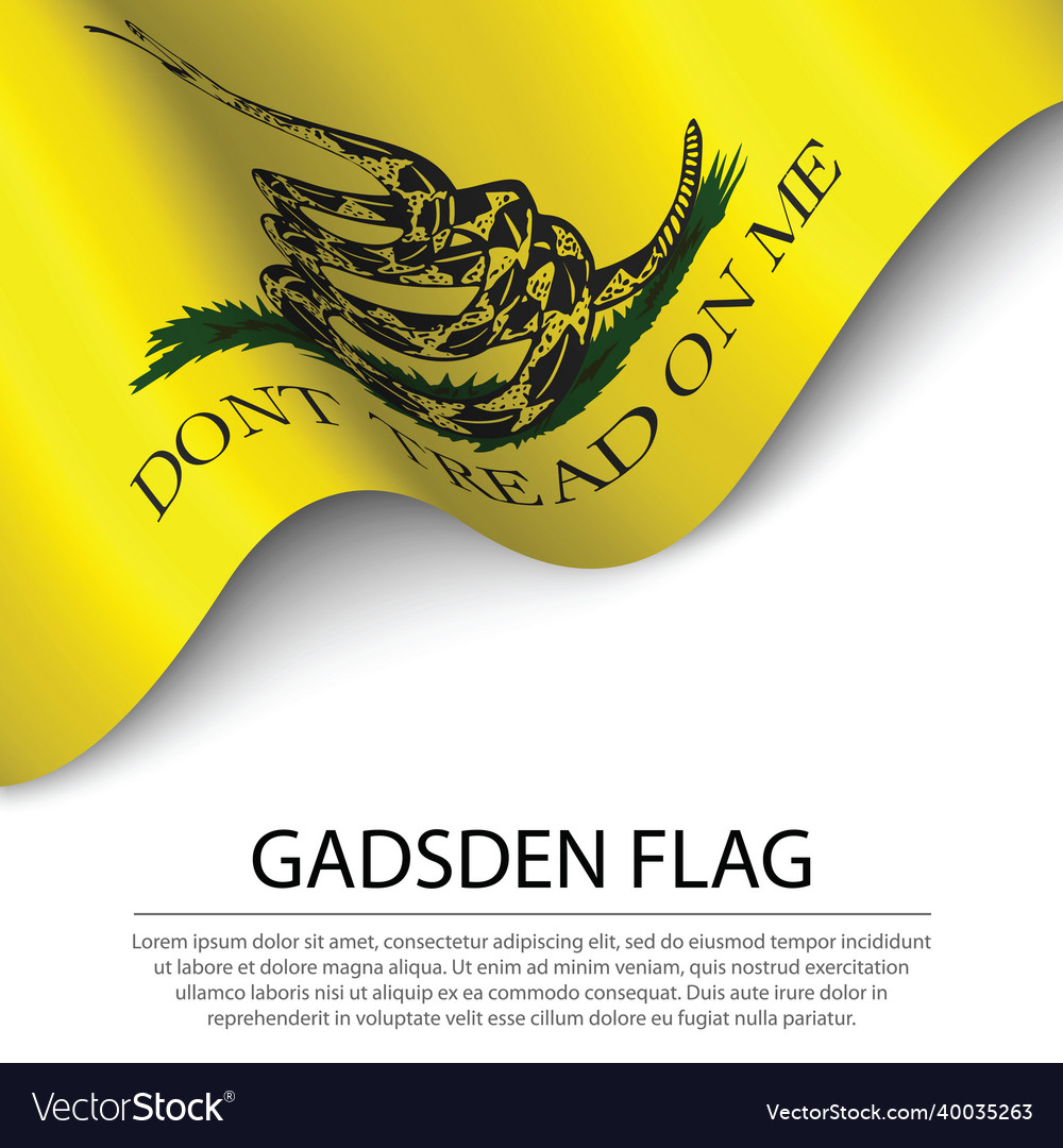 Waving gadsden flag on white background banner Vector Image