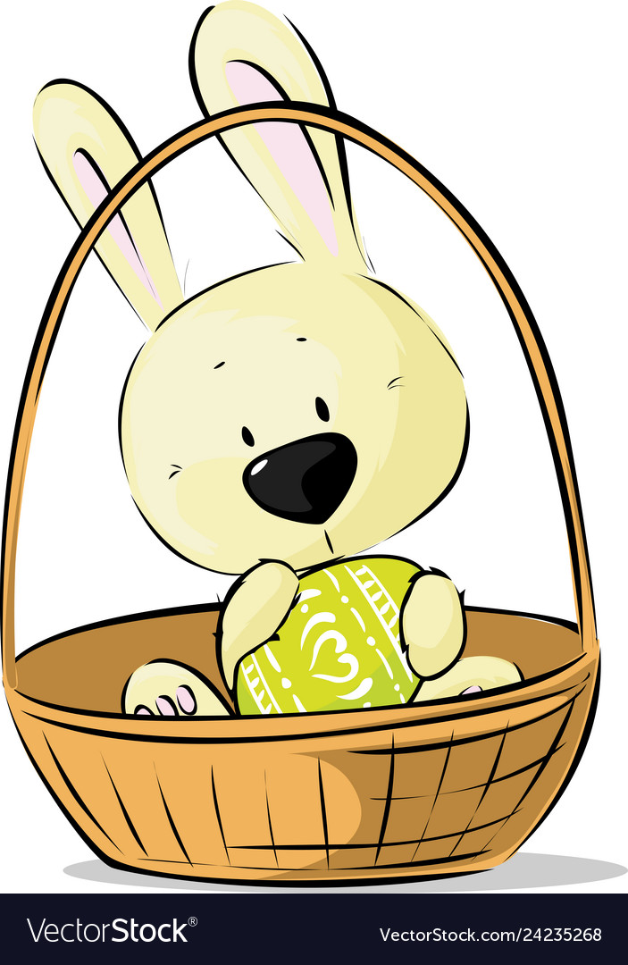 Adorable Osterhase mit Ei im Korb