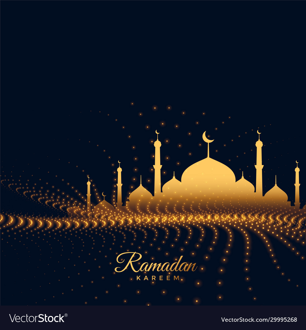 Attractive golden ramadan kareem festival card Vector Image