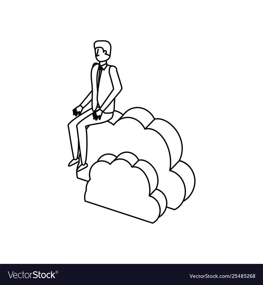 Businessman with cloud computing
