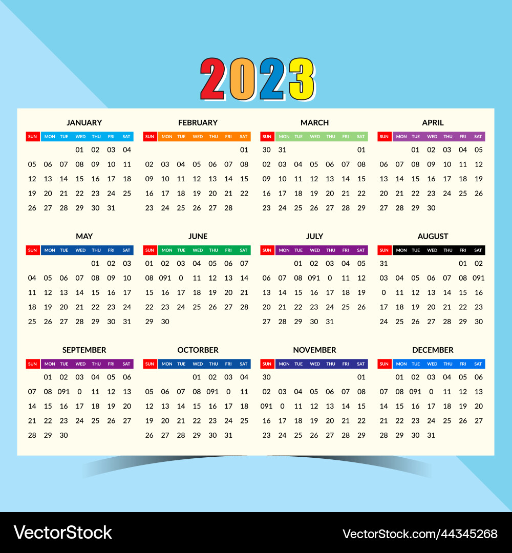 Calendar Date Panel 2023 Template Royalty Free Vector Image