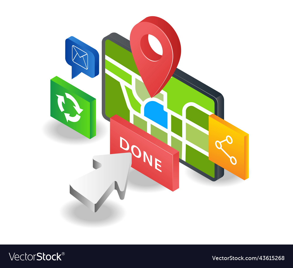 Complete a search in the map app vector image Complete a search in the map app