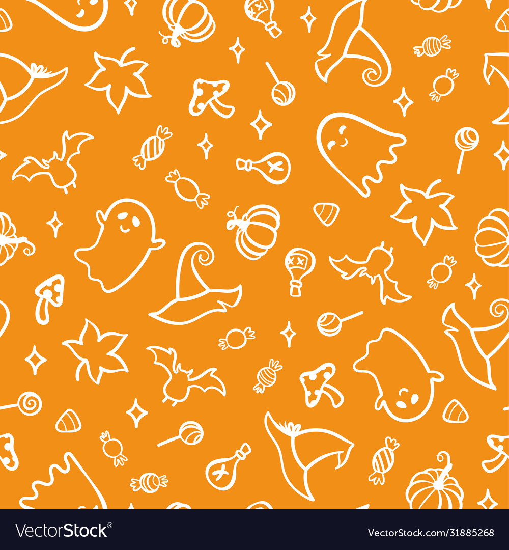 Cute hand drawn halloween seamless pattern vector image Cute hand drawn halloween seamless pattern