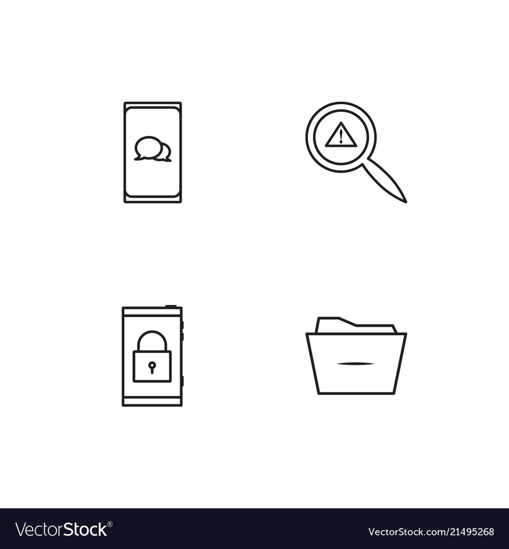 Cyber security linear icons set simple outline