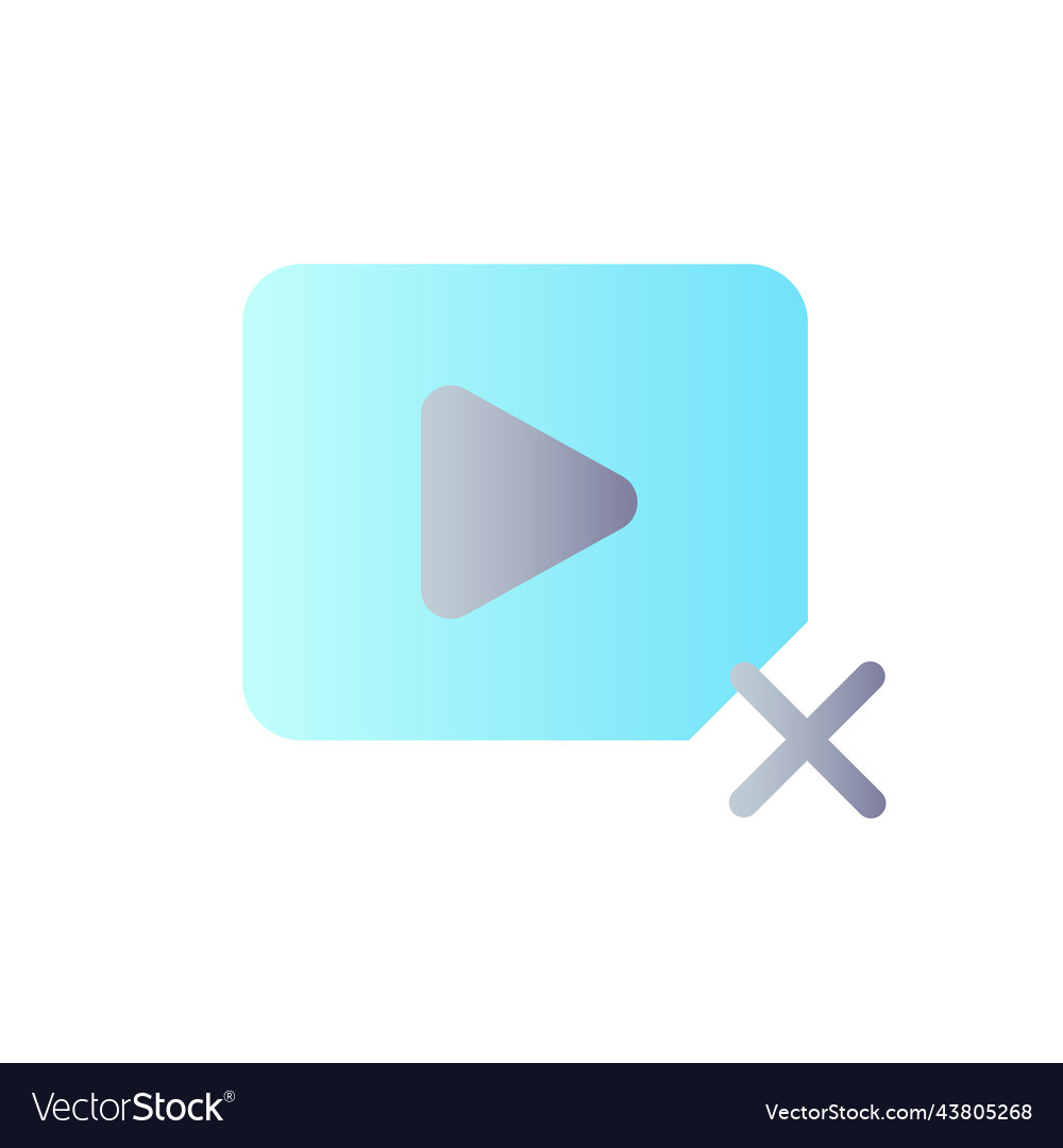 Delete video flat gradient color ui icon vector image Delete video flat gradient color ui icon