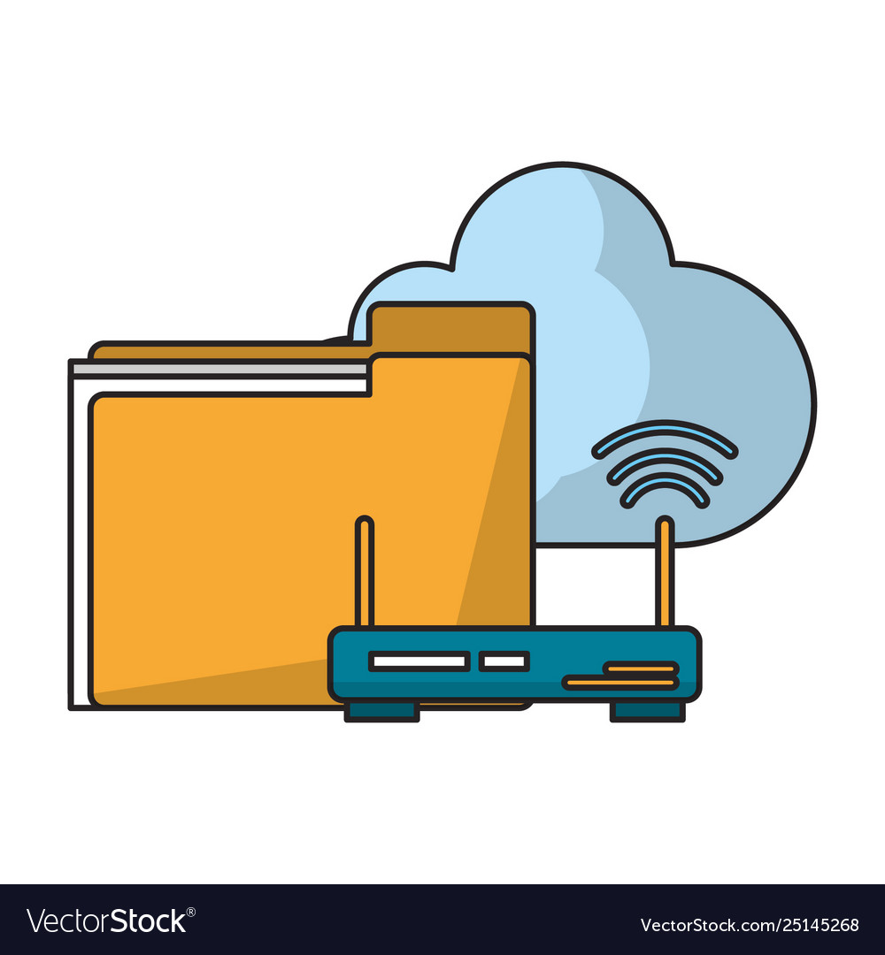 Documents router and cloud vector image Documents router and cloud