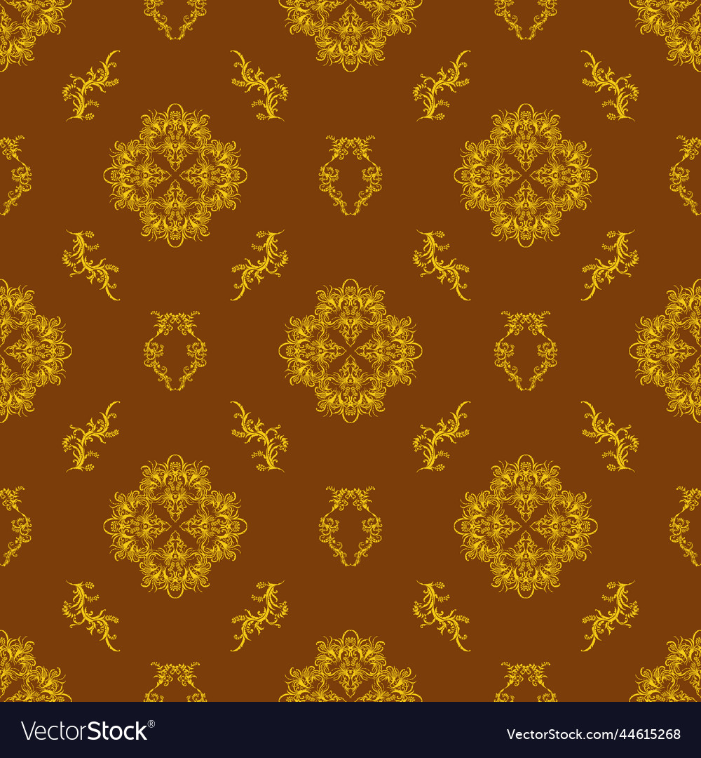 Elegant curly endless pattern seamless damask vector image Elegant curly endless pattern seamless damask