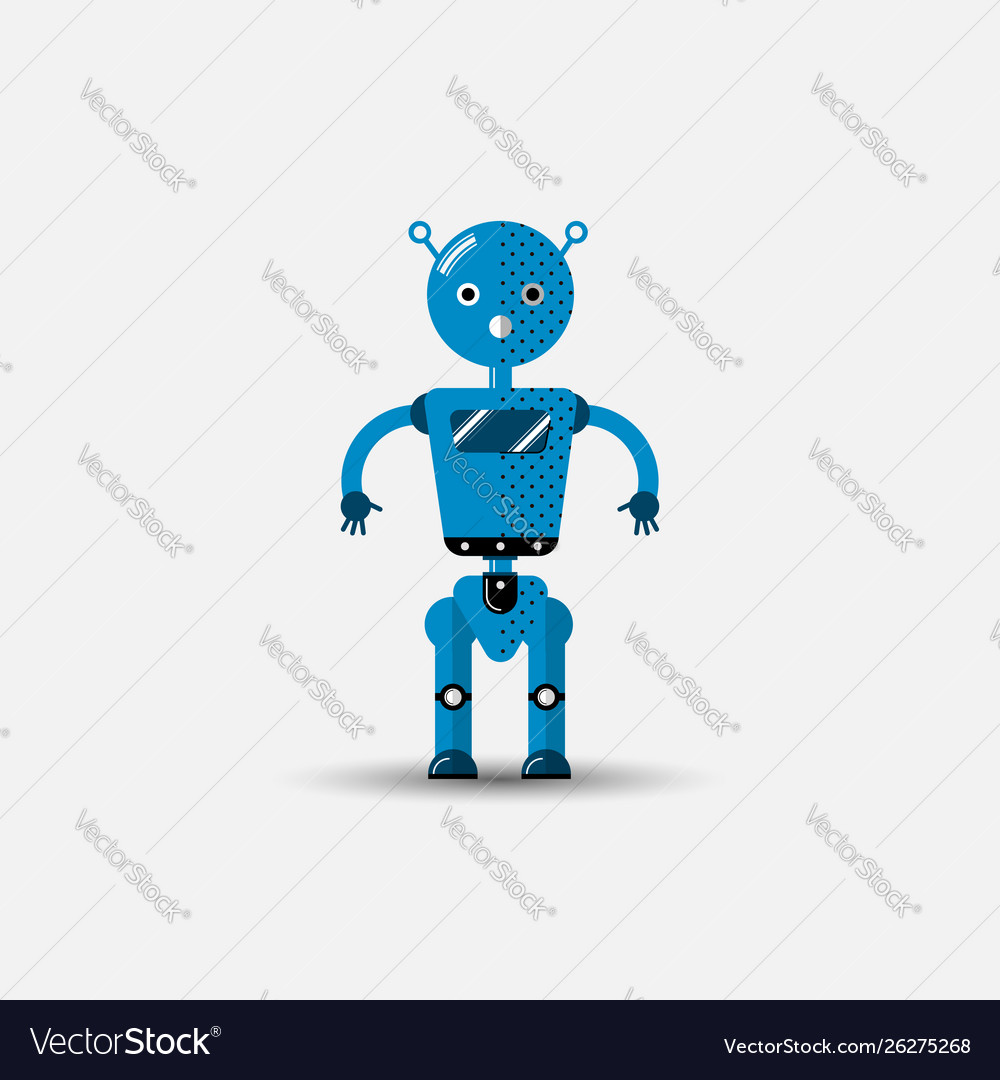 Funny robot icon in flat style isolated vector image Funny robot icon in flat style isolated