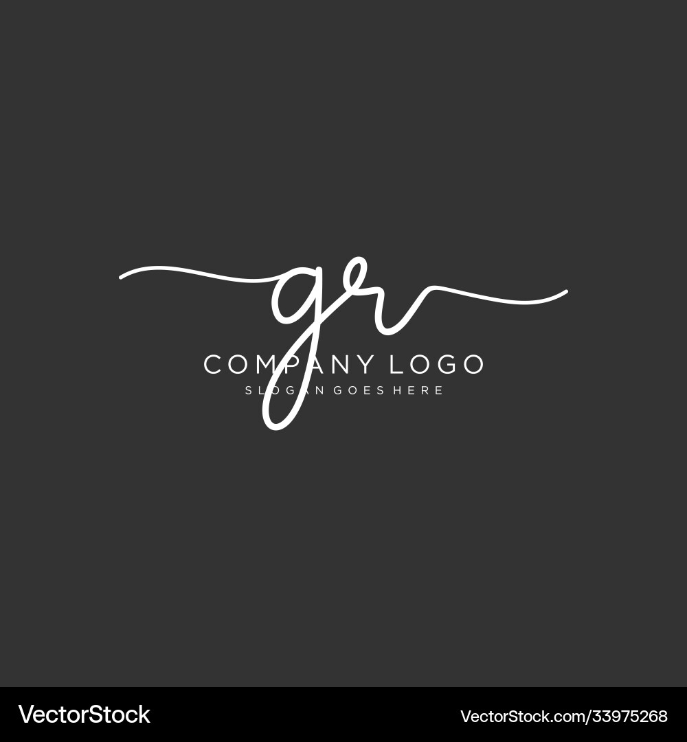 Initial gr handwriting logo with circle template Vector Image