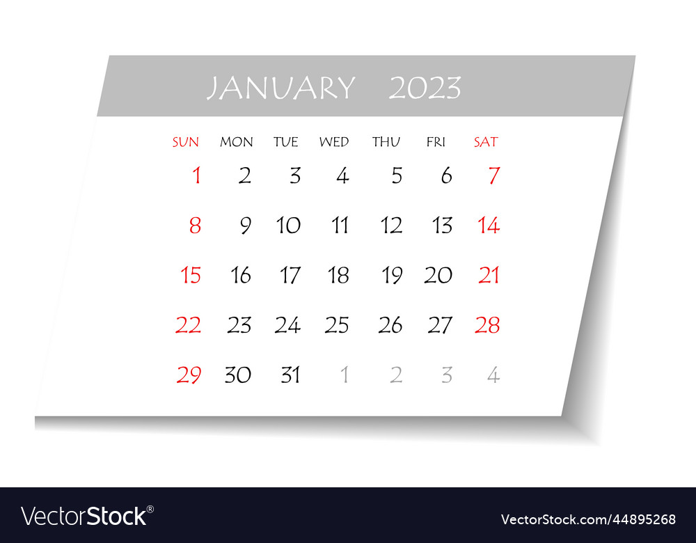 January 2023 calendar planner corporate week Vector Image