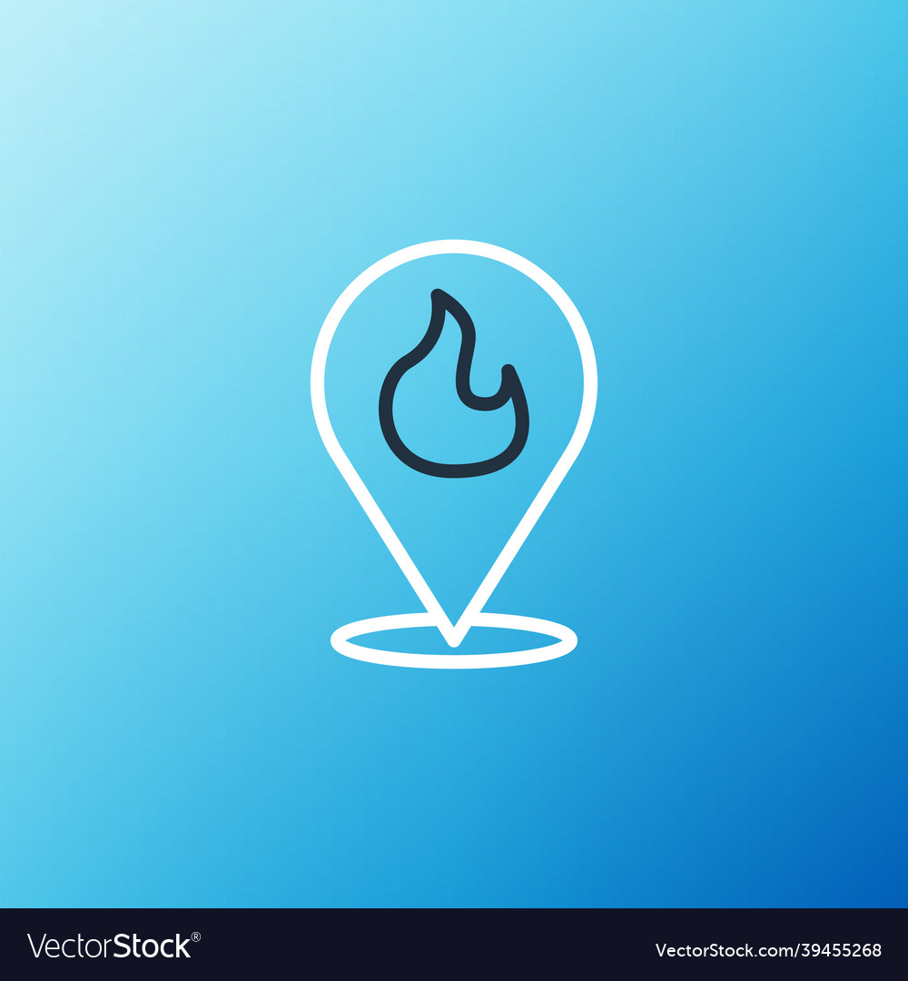 Line map pointer with fire flame icon isolated vector image Line map pointer with fire flame icon isolated
