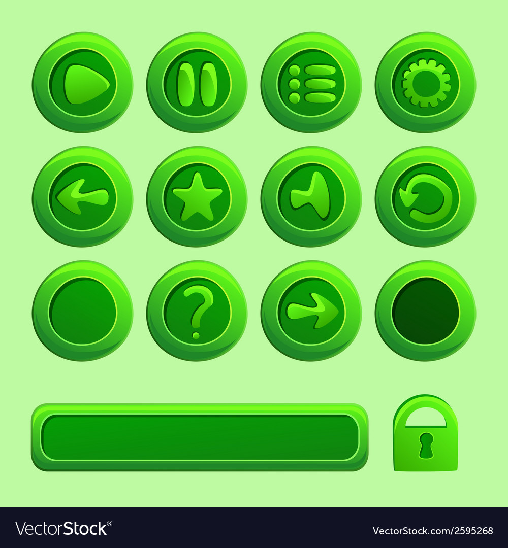 Mobile green elements for ui game - a set of play