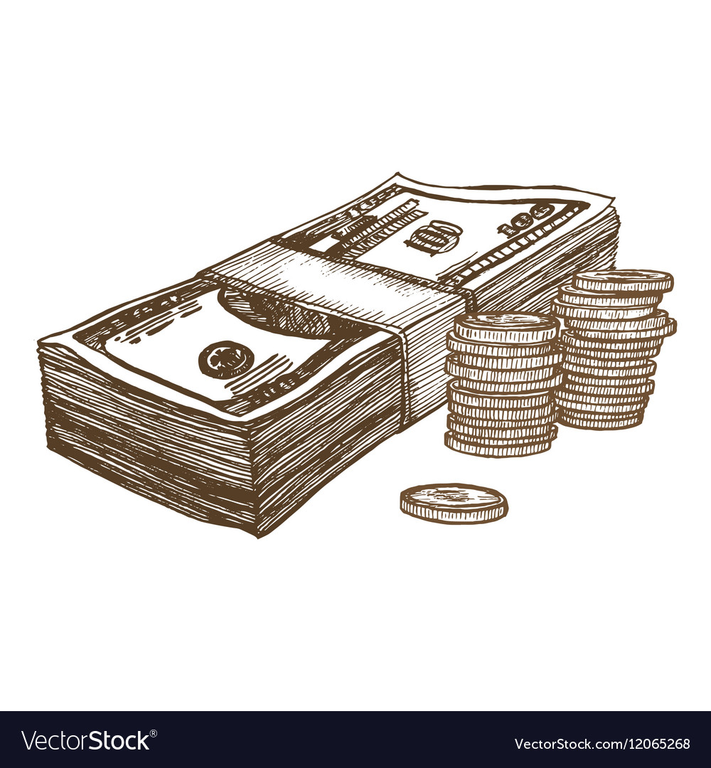 money-hand-draw-sketch-royalty-free-vector-image