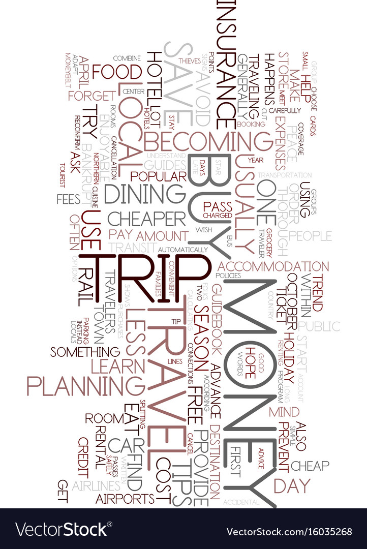 money tips for travelers text background word vector image