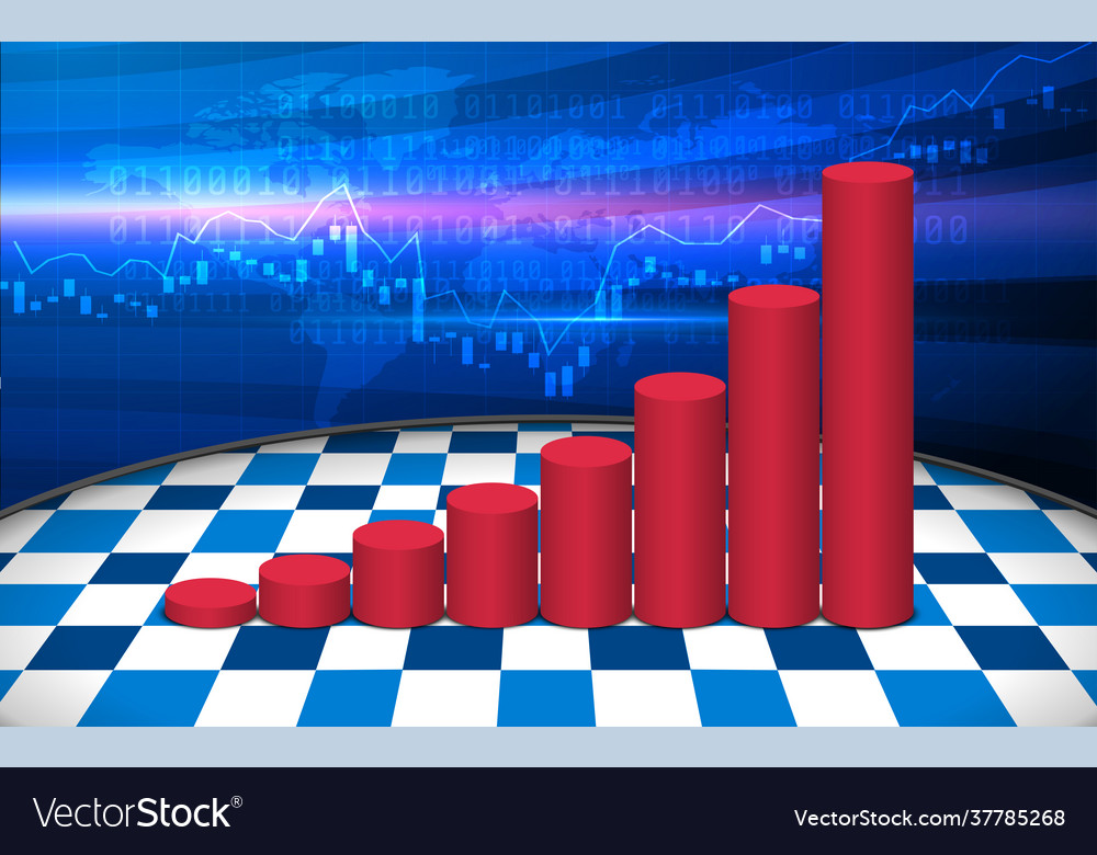 Red bar chart graph diagram with led screen