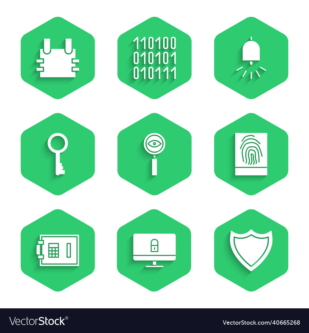 Set magnifying glass search lock on computer vector image Set magnifying glass search lock on computer