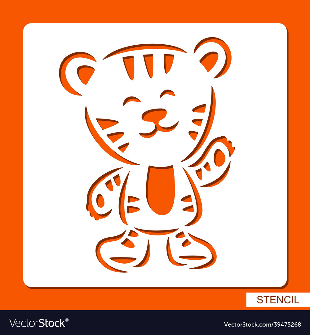 Stencil with a cheerful tiger Royalty Free Vector Image