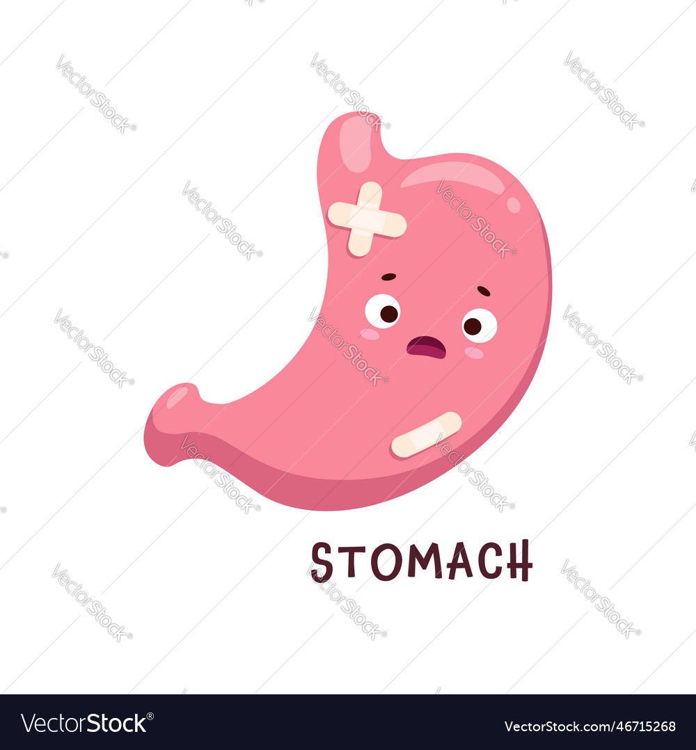 Stomach Sick Body Organ Character Unhealthy Vector Image Stomach Sick Body Organ Character Unhealthy Vector Image