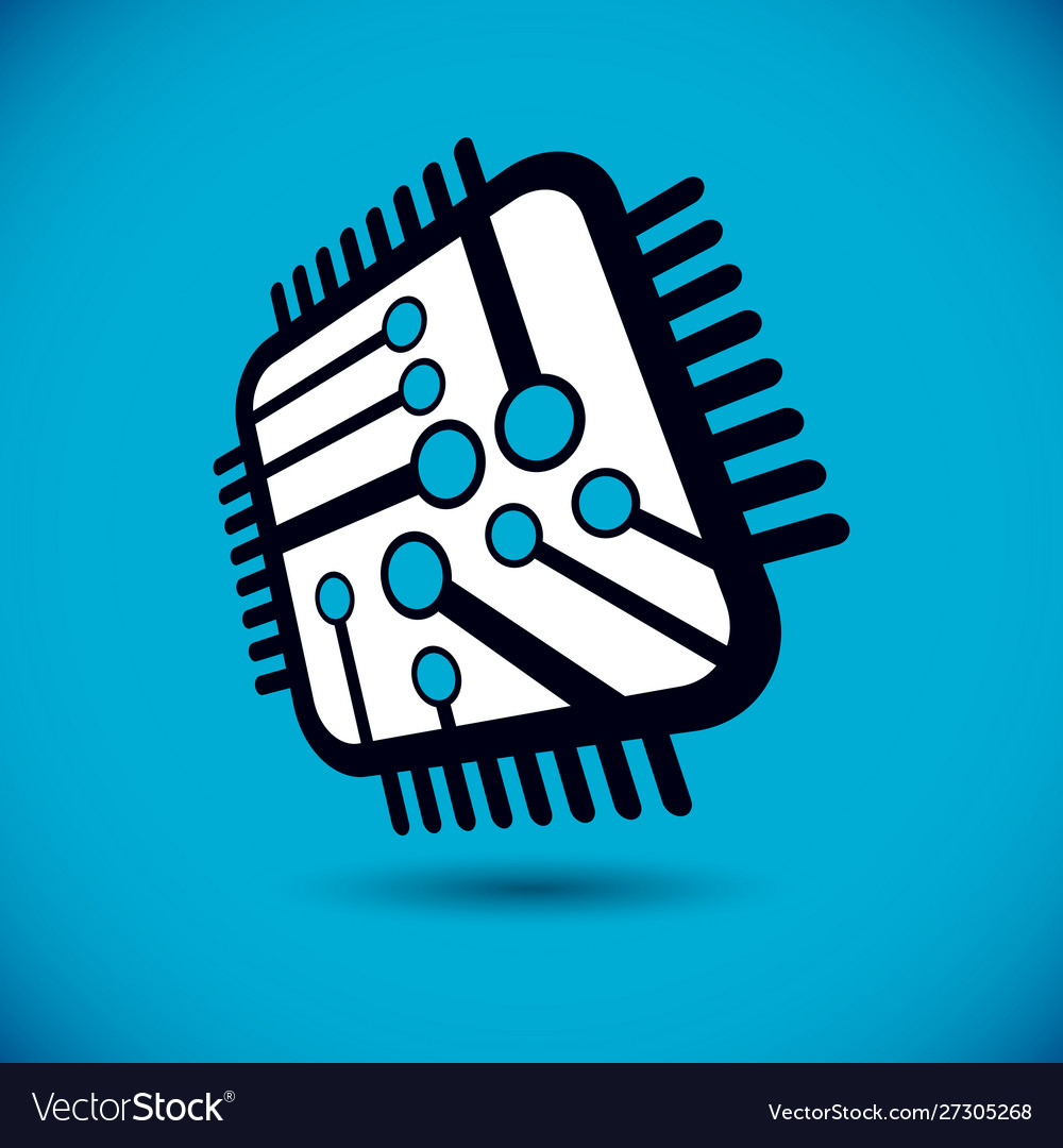 Technology cpu design with square microprocessor vector image Technology cpu design with square microprocessor