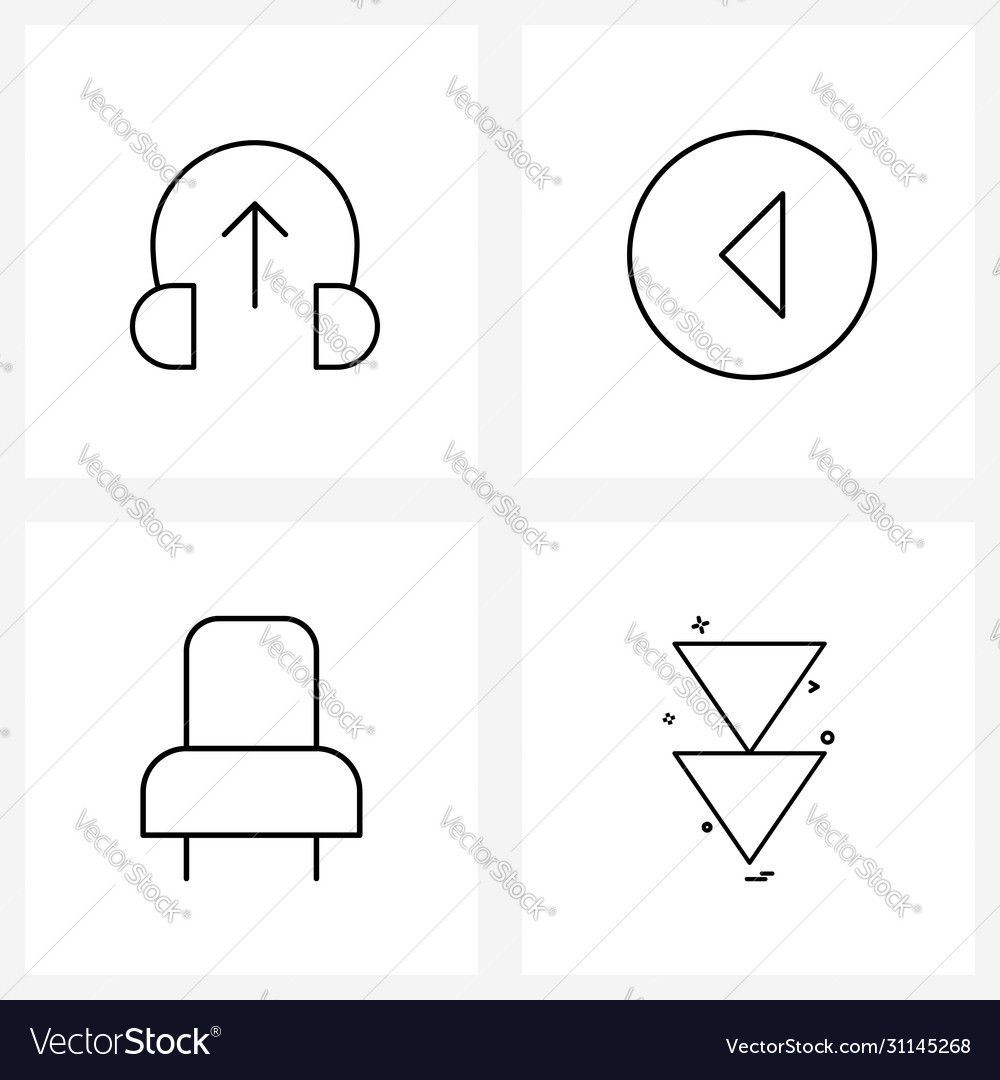 Ui set 4 basic line icons earphone socket
