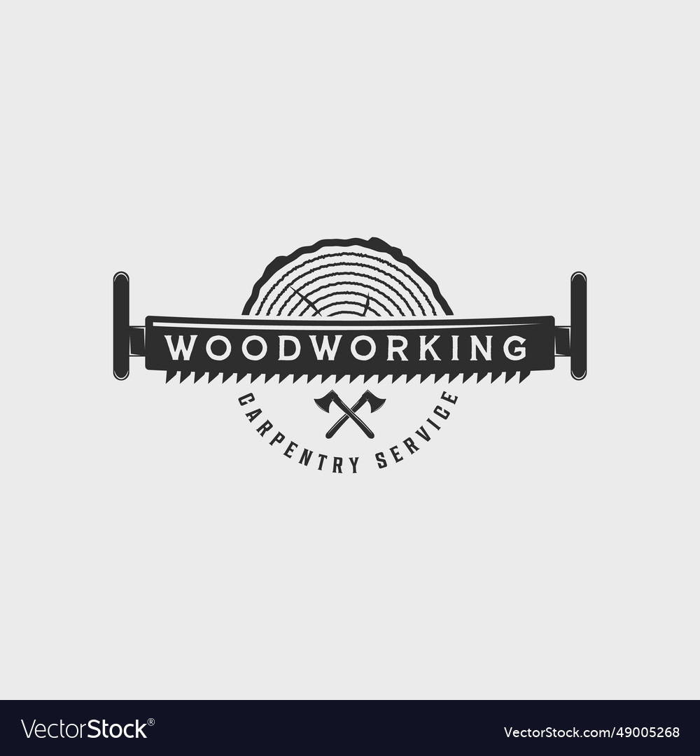 Wooden and saw carpentry logo vintage template Vector Image