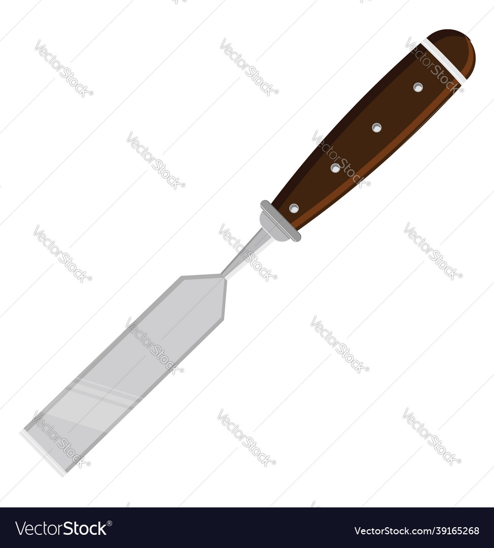 Wooden chiesel on a white background