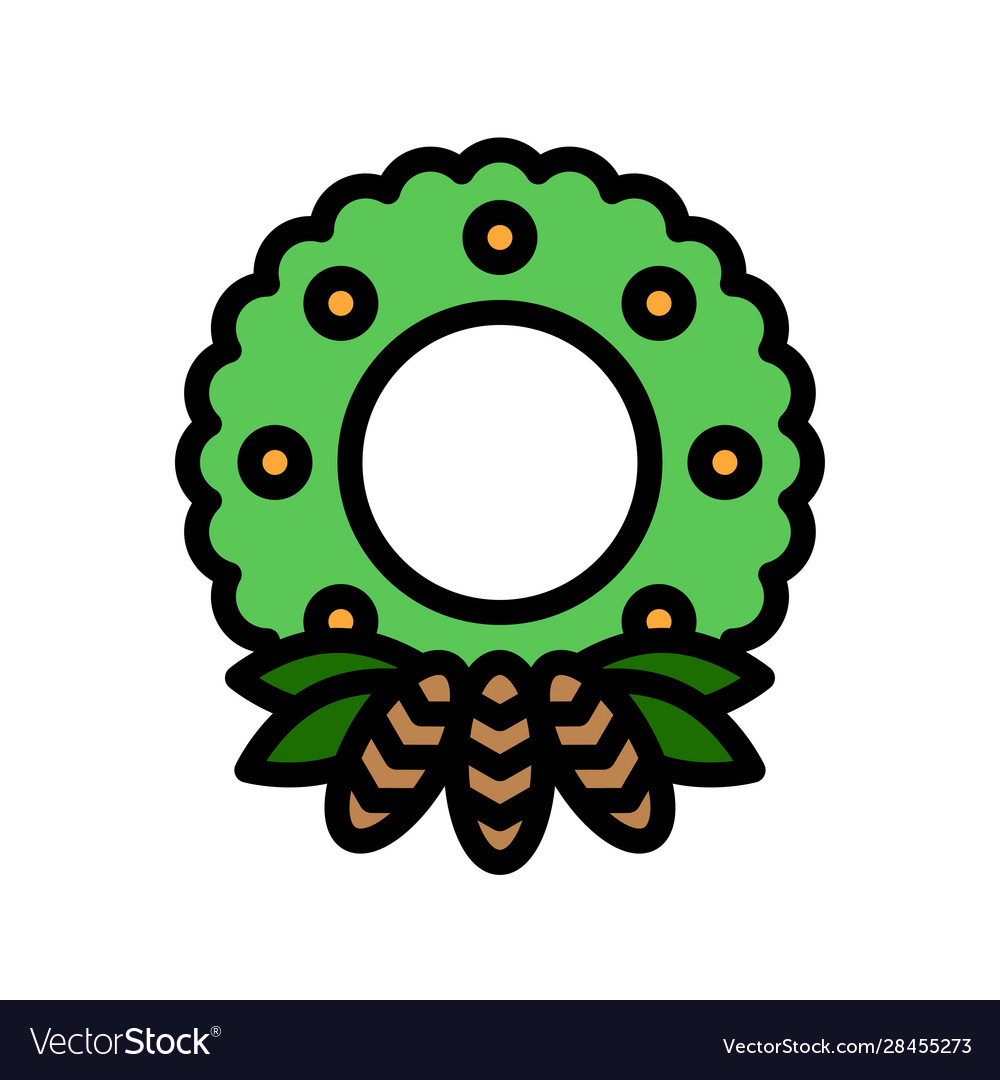 Christmas wreath filled design icon