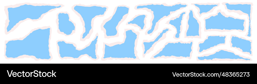 Collage blue paper with tear strips and rip Vector Image