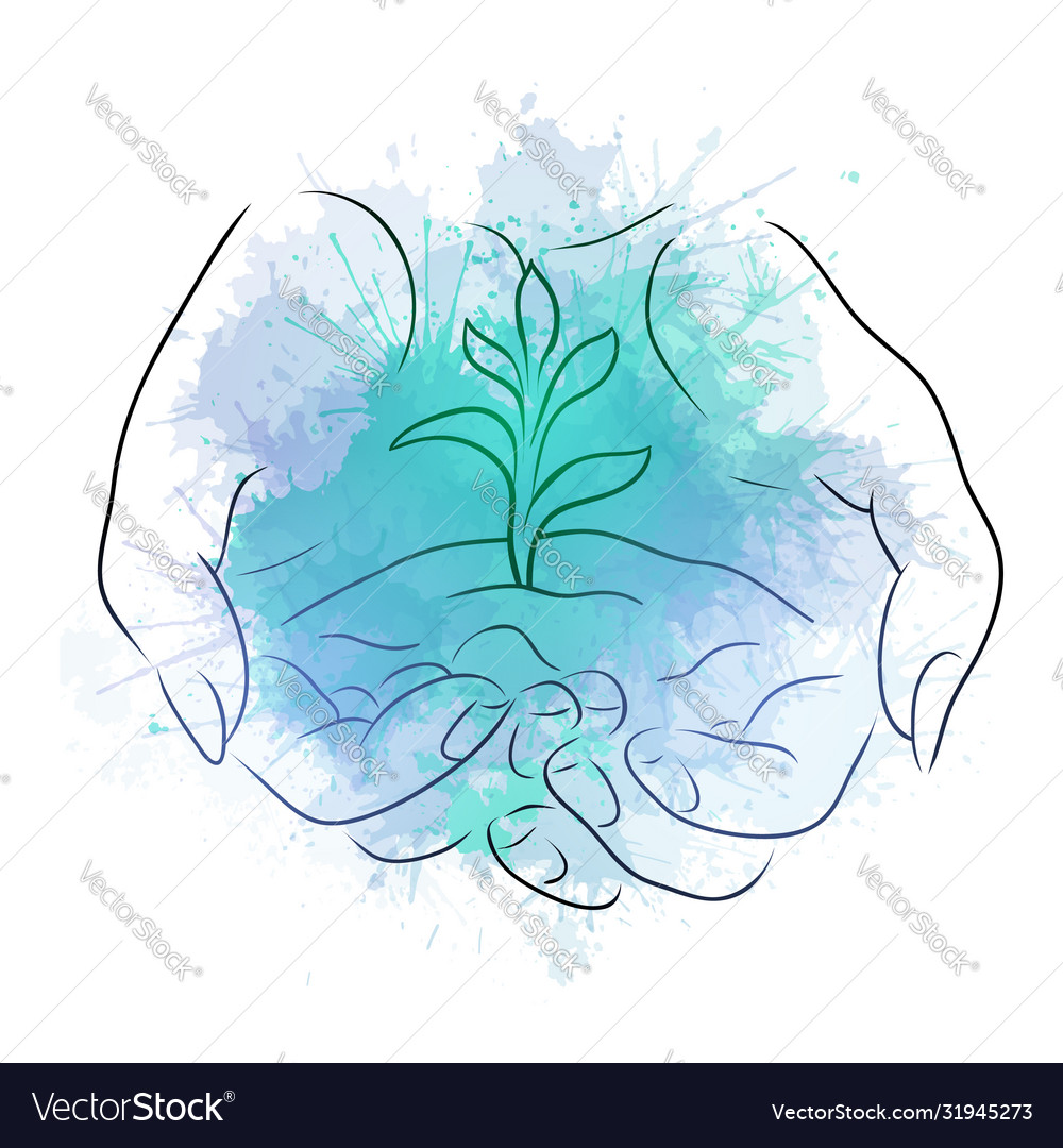 Contour skizzieren weibliche Hände mit einem Sprudel