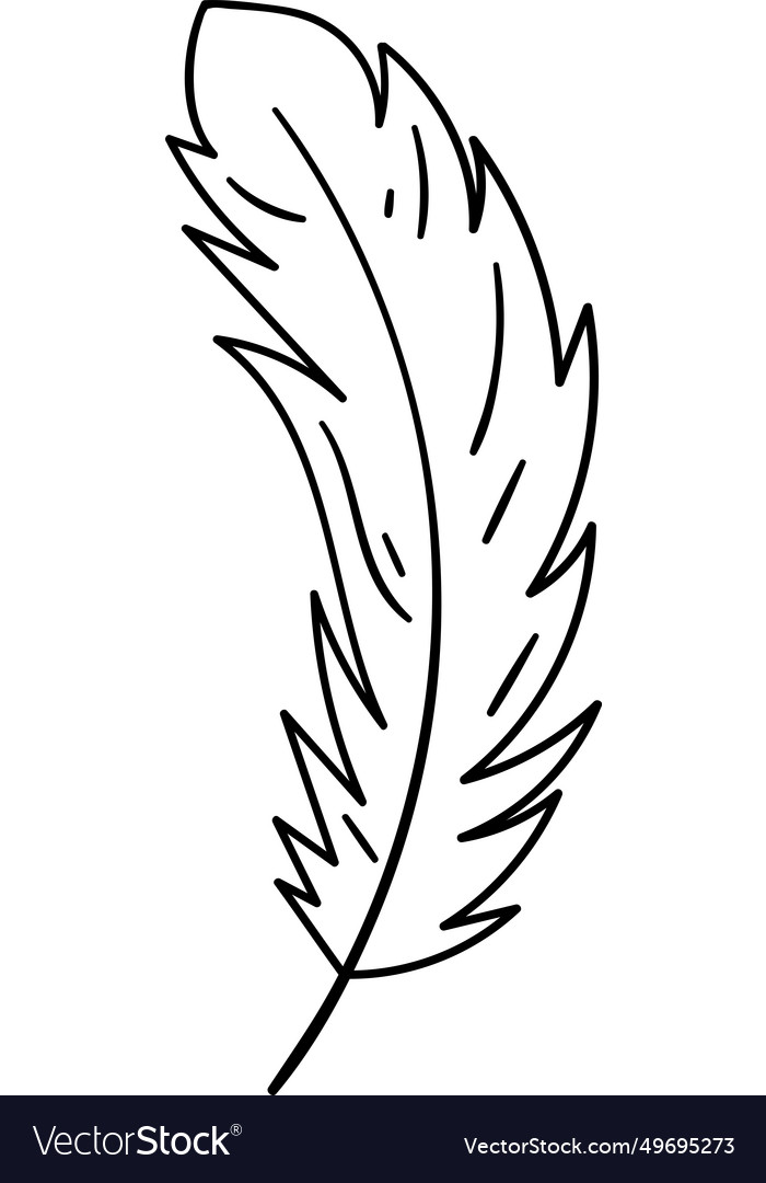 Feather bird outline Royalty Free Vector Image