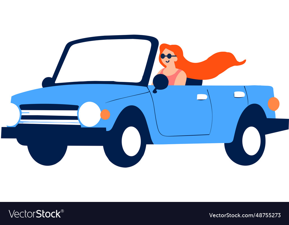 Hand Drawn Tourists Drive Convertibles Car Vector Image