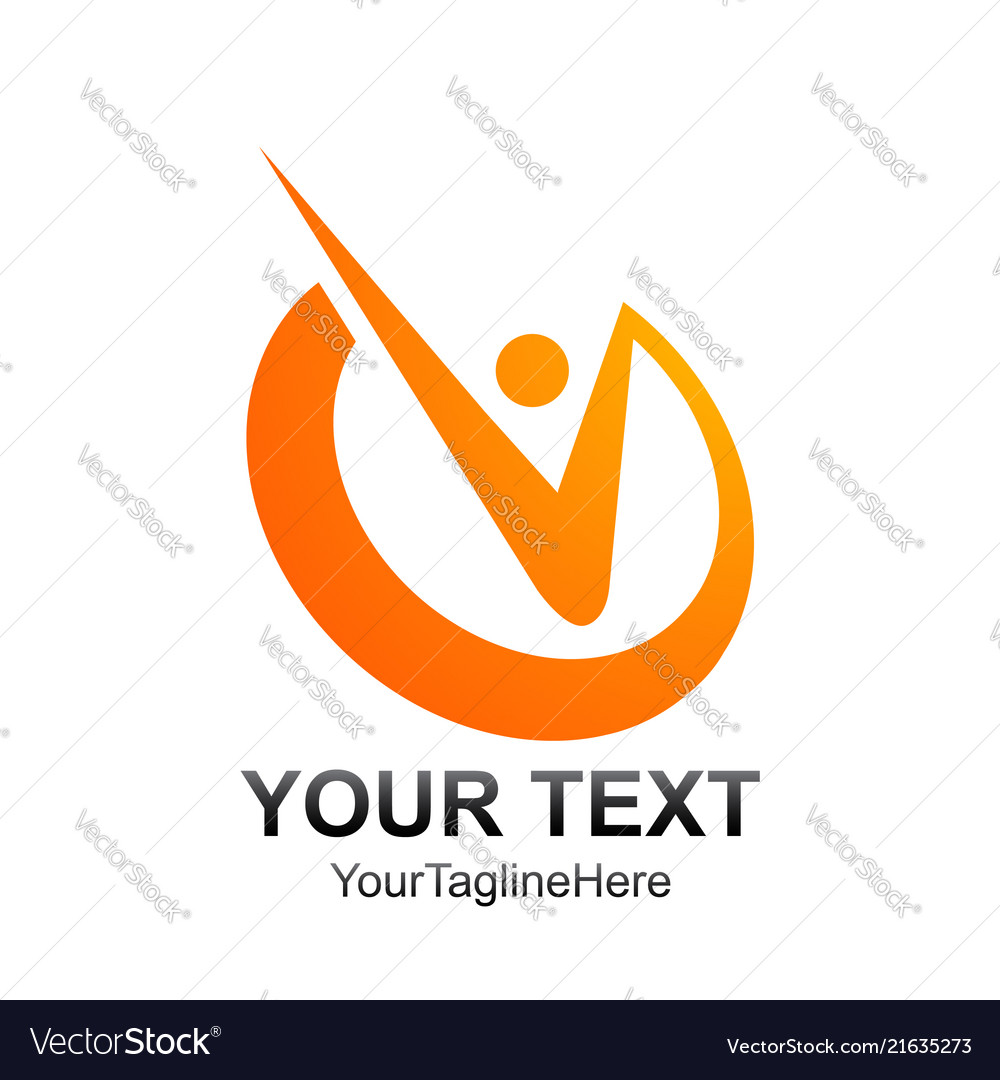 initial letter v logo template colored orange vector image