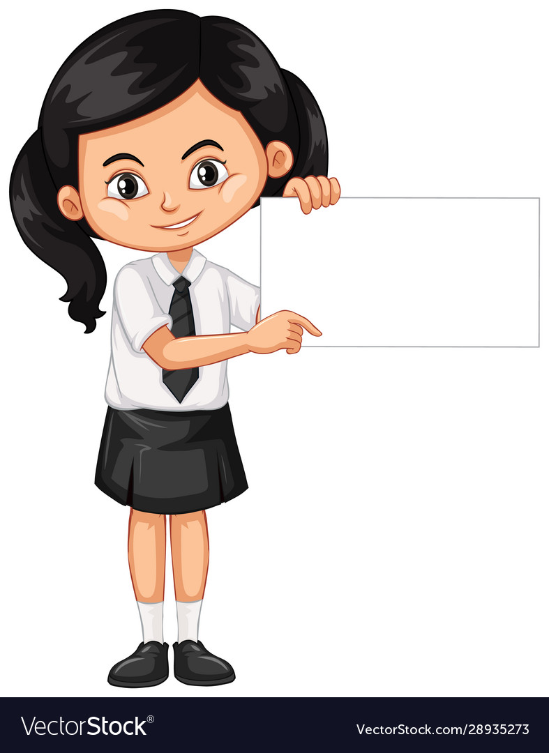 One happy girl with blank sign Royalty Free Vector Image